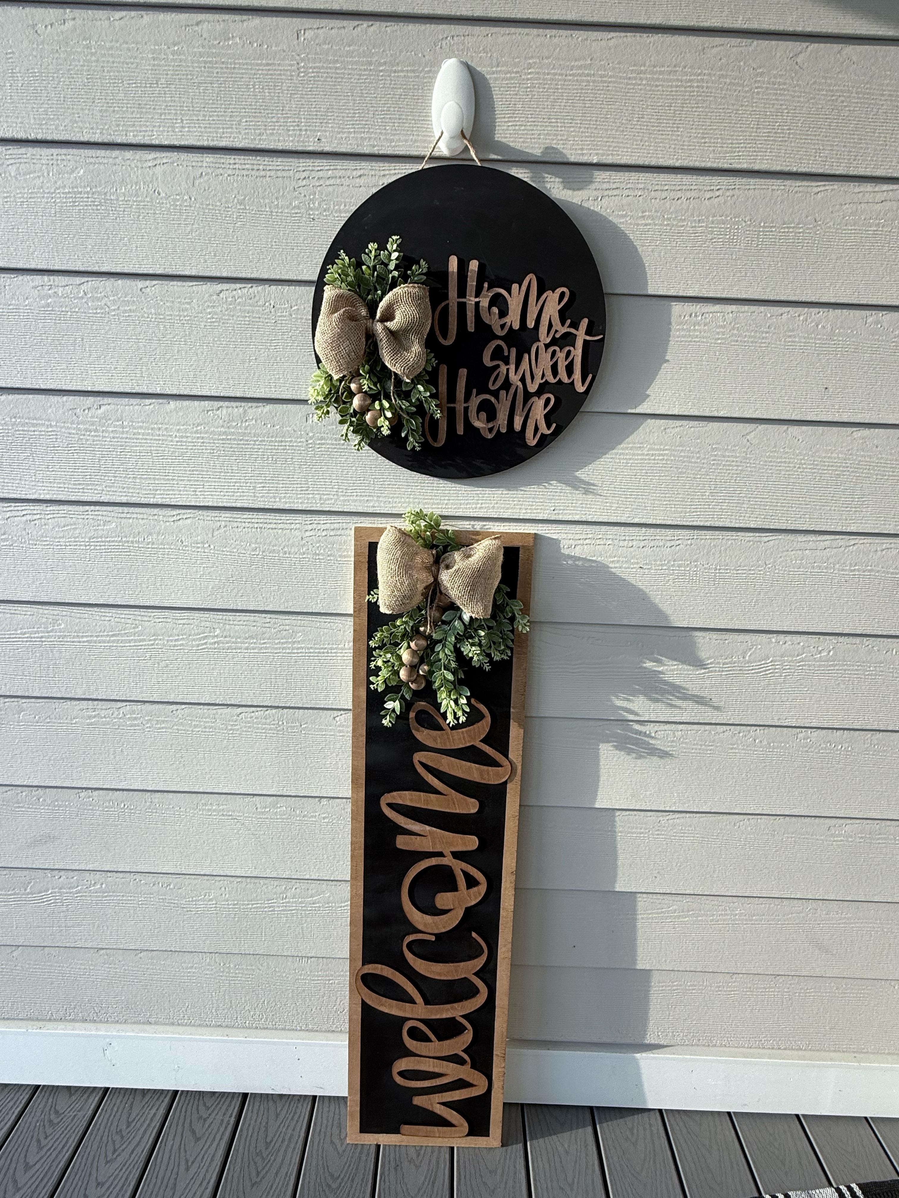 Home Sweet Home - Welcome Door Hanger and Leaner(Black)