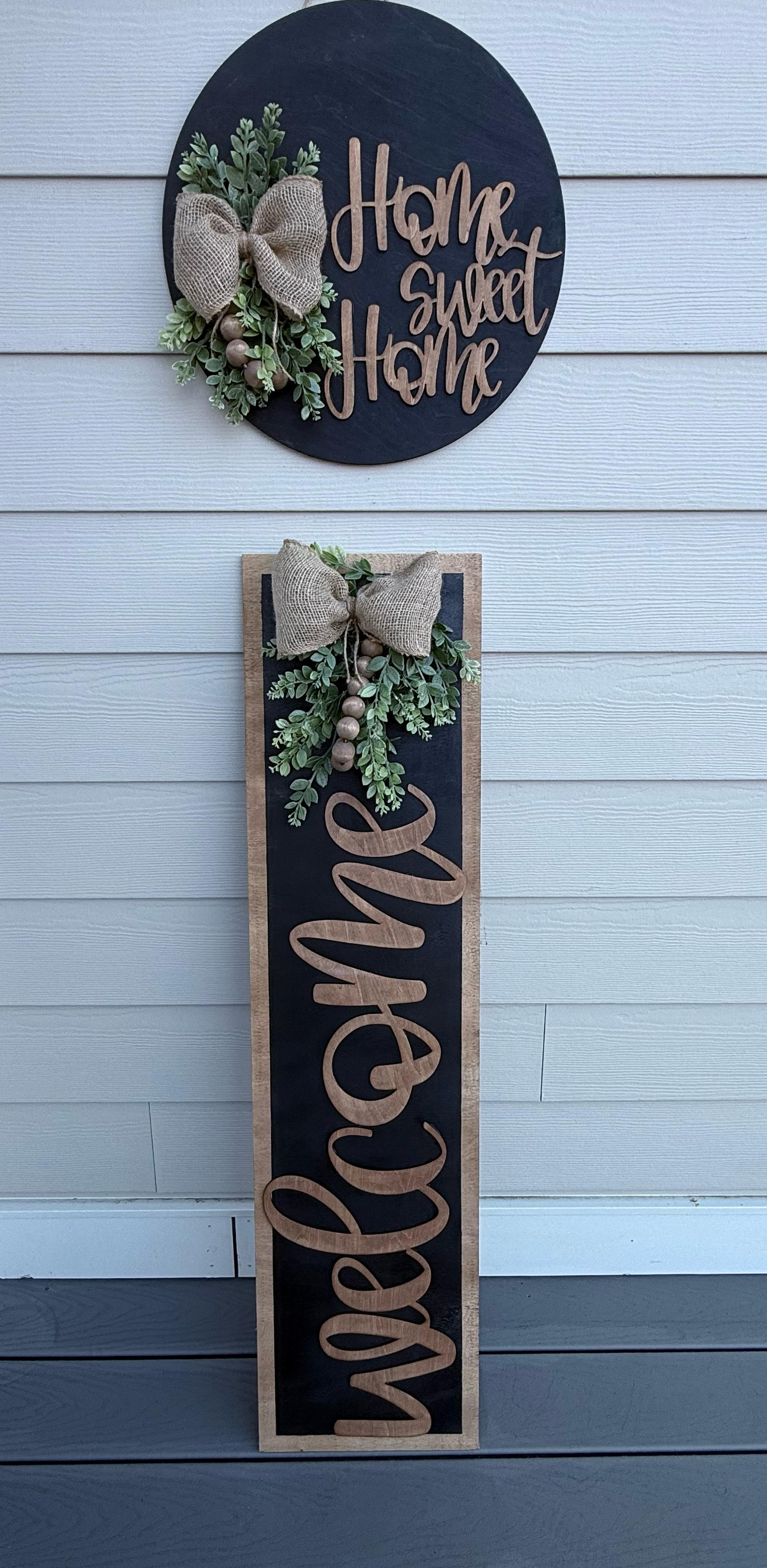 Home Sweet Home - Welcome Door Hanger and Leaner(Black)