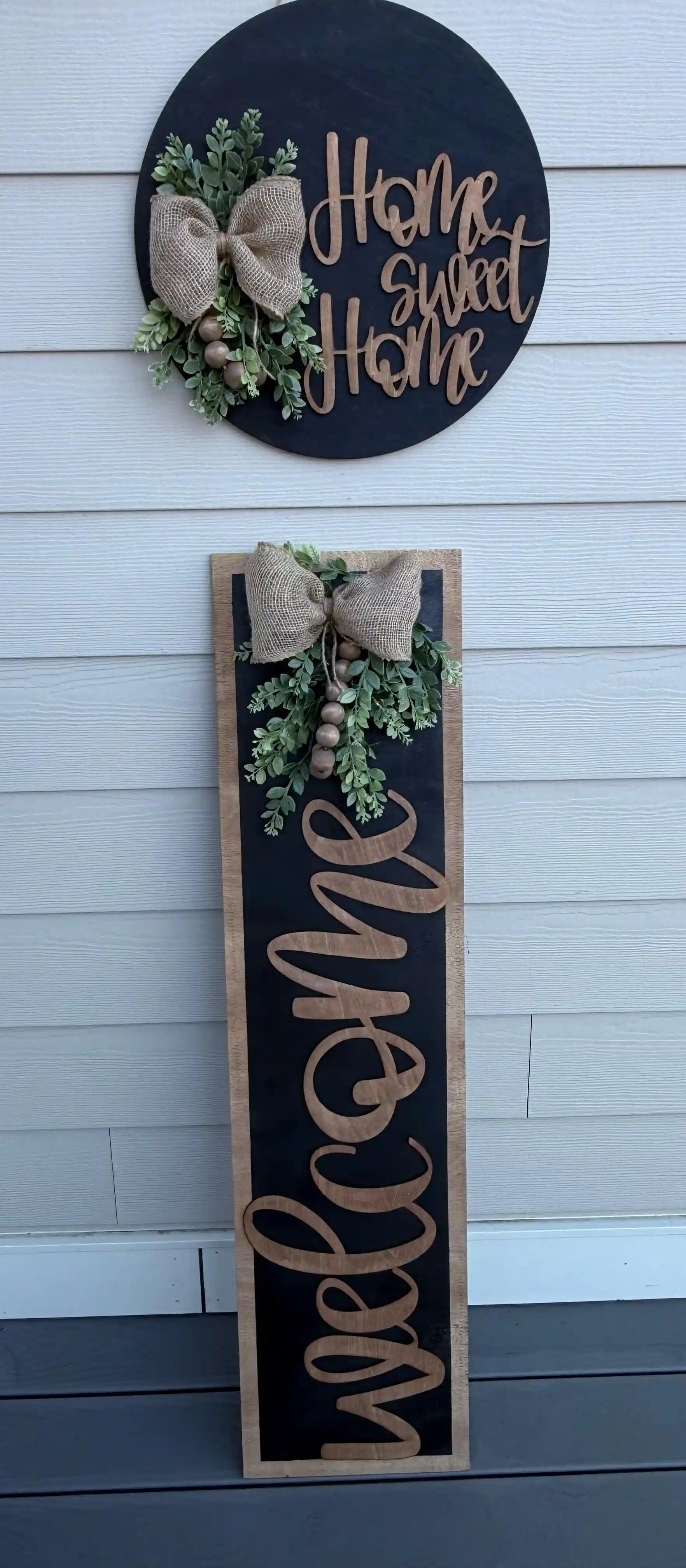 Home Sweet Home - Welcome Door Hanger and Leaner(Black)