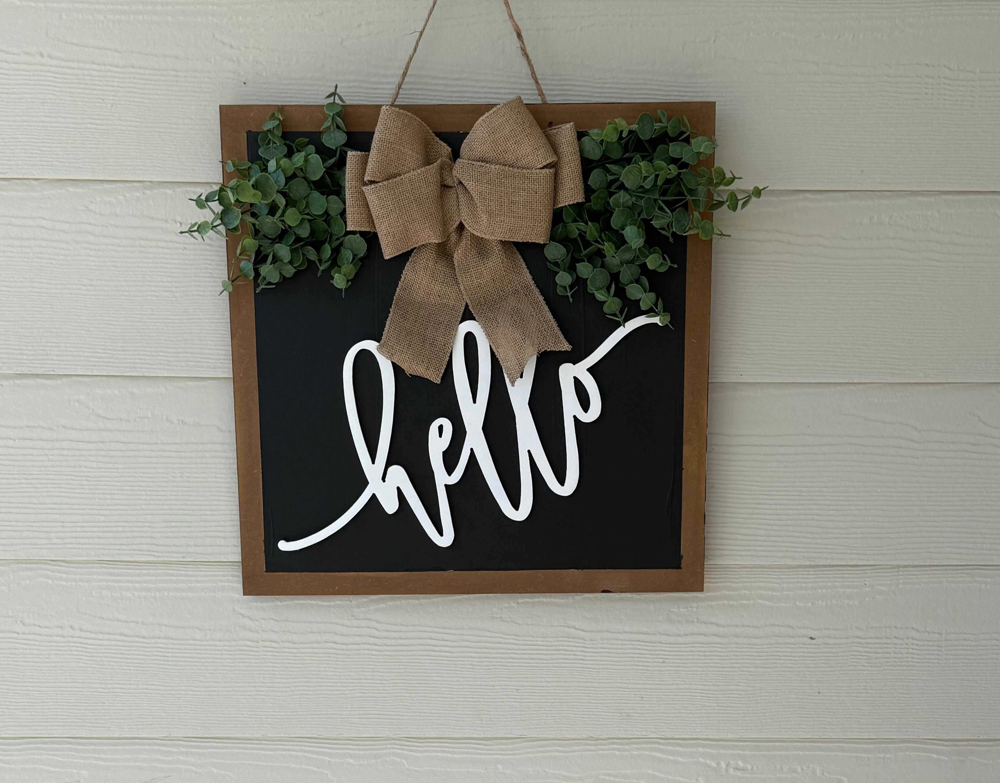 MVM 18 Inch Square Hello | Door Wreath