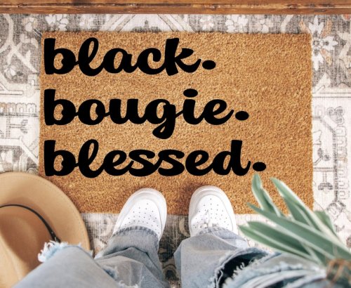 MVM Black Bougie Blessed Indoor/Outdoor Mat | Doormats | Rubber Backing