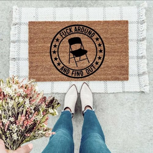MVM FAFO Chair Mat Indoor/Outdoor Mat | Funny Doormats |Rubber Backing