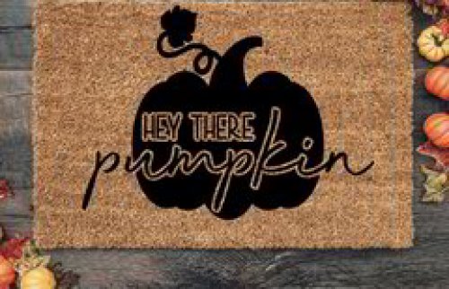 MVM Hey There Pumpkin Indoor/Outdoor Mat | Fall Doormats | Rubber Backing