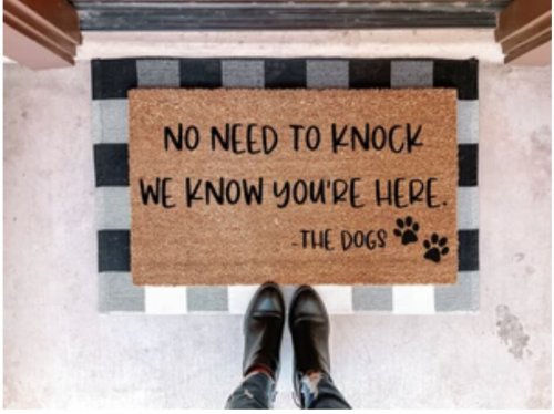 MVM No Need to Knock We know You Are Here Dog Doormat Indoor/Outdoor Mat | Funny Welcome Mat | Rubber Backing