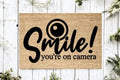 MVM Smile You're On Camera Indoor/Outdoor Mat | Funny Doormats | Rubber Backing