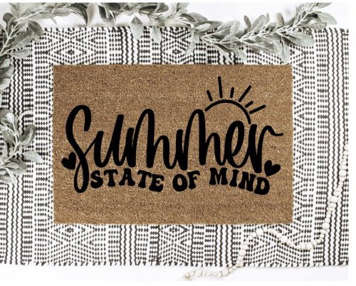 MVM Summer STATE OF MIND Summer Doormat Indoor/Outdoor Mat | Welcome Mat | Rubber Backing