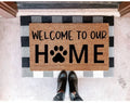 MVM WELCOME TO OUR HOME Dog Doormat Indoor/Outdoor Mat | Welcome Mat | Rubber Backing