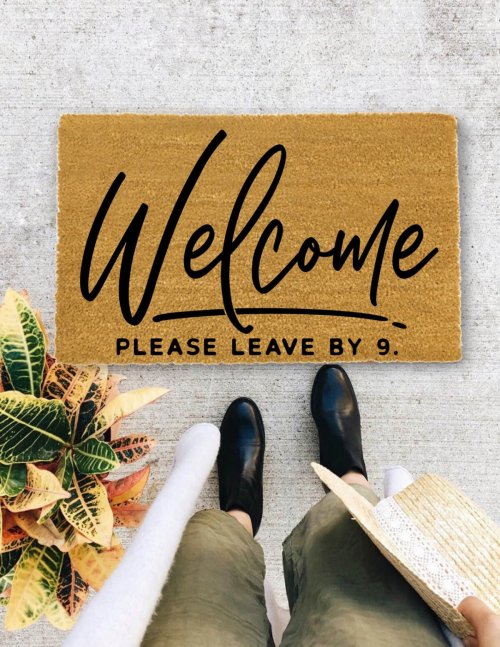 MVM Welcome But Leave by 9 Indoor/Outdoor Mat