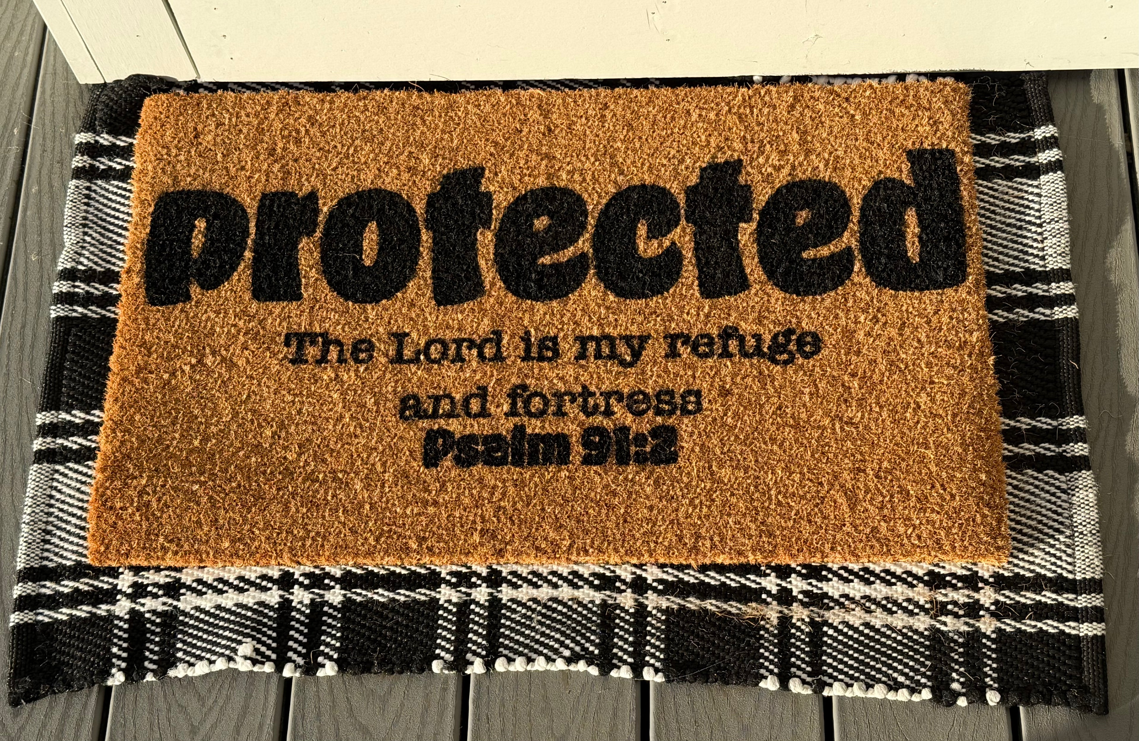 MVM Protected Psalms 91:2  Doormat Indoor/Outdoor Mat | Welcome Mat |Rubber Backing
